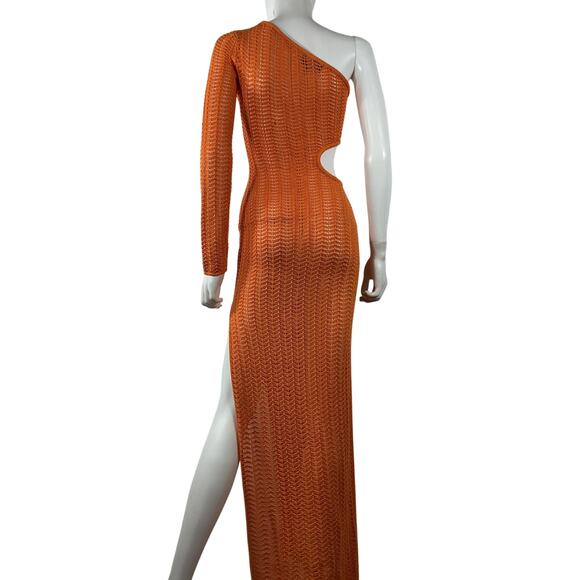 Michael Costello x Revolve 'Seana' Orange Viscose Asym Maxi Knit Dress Size XXS - Picture 3 of 4